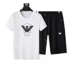 ea7 armani ensembles de survetement manche courte crew neck eagle t-shirt shorts blanc